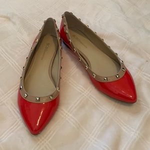 BCBGeneration Red Flats with Studded Trim